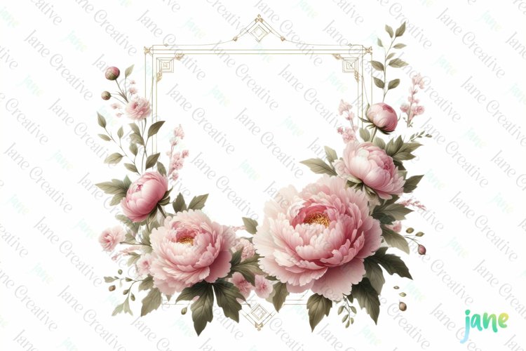Floral Frame Sublimation Clipart example image 1