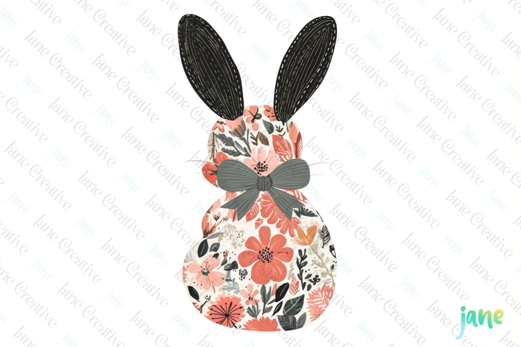 Floral Easter Bunny Sublimation Clipart