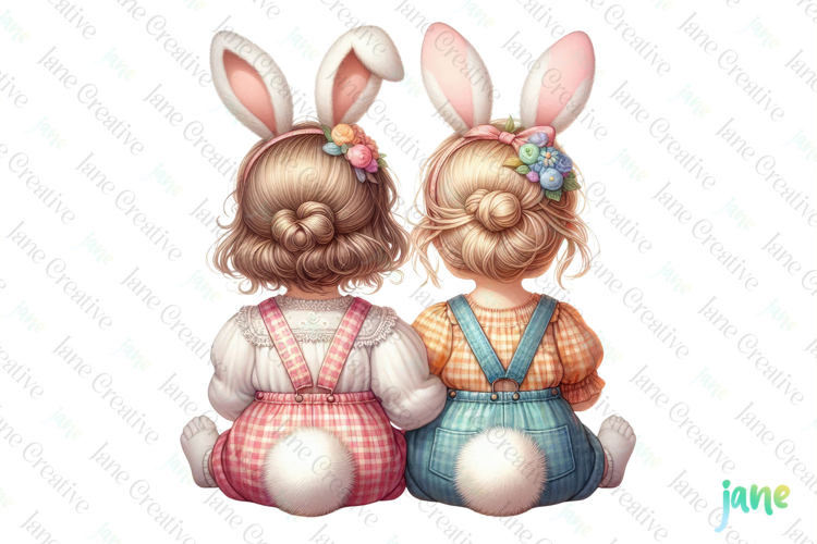 Easter Bunny Girls Sublimation Clipart
