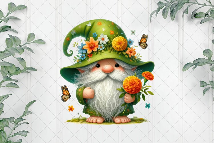Green Floral Gnome Sublimation