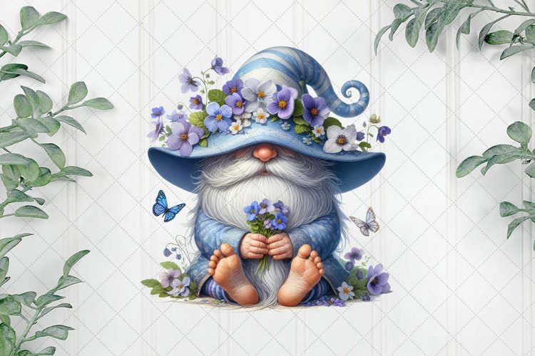 Blue Floral Gnome Sublimation