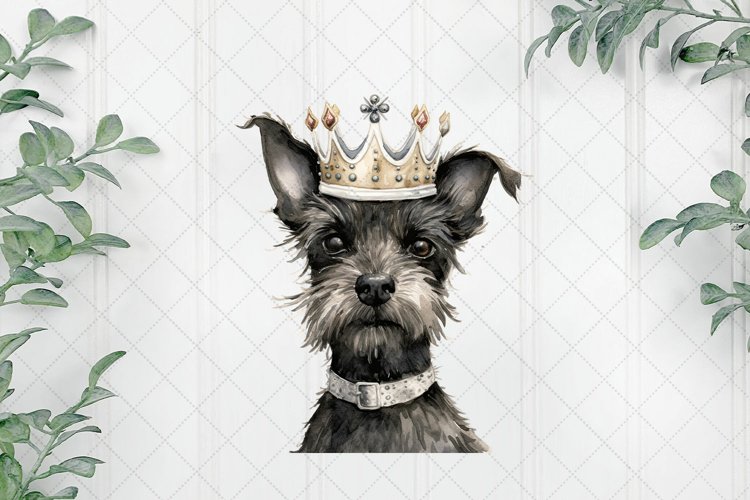 Dog Wearing Crown Sublimation Clipart