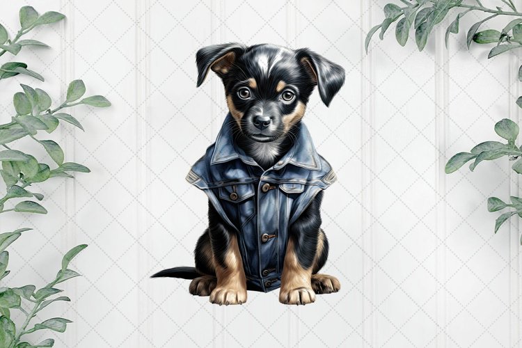 Beautiful Dog In Jeans Sublimation Clipart