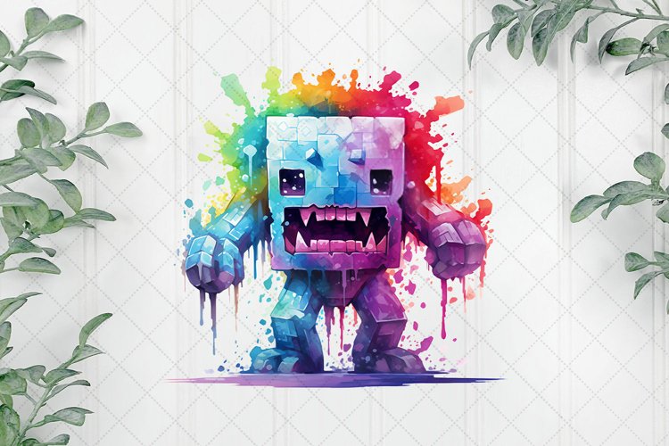 Watercolor Pixelated Sublimation Clipart