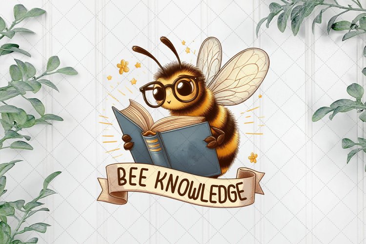Bee Knowledge Sublimation Clipart