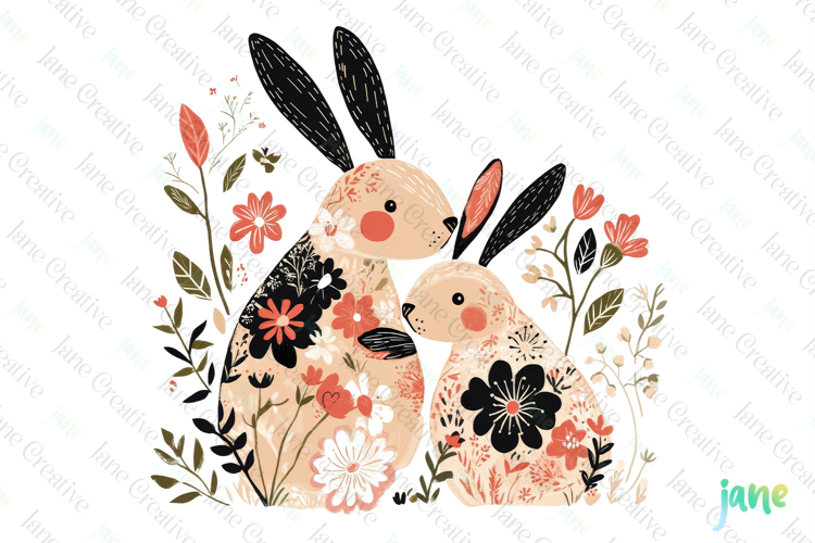 Floral Easter Bunny Sublimation Clipart