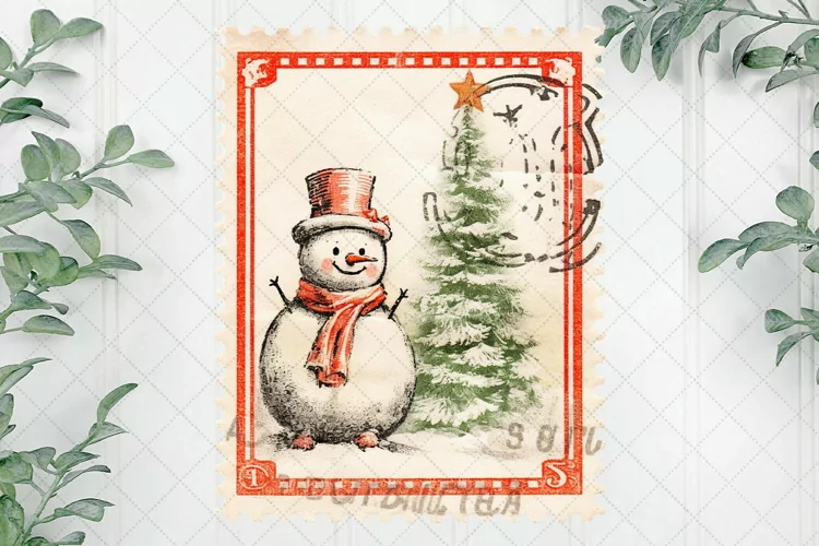 Vintage Christmas Stamps Sublimation