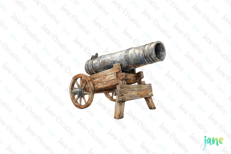 Watercolor Pirate Cannon Clipart