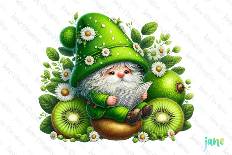 Spring Gnome Kiwi Garden Clipart
