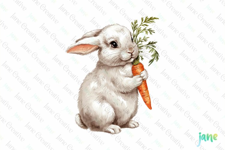 Vintage Easter Bunny Clipart example image 1