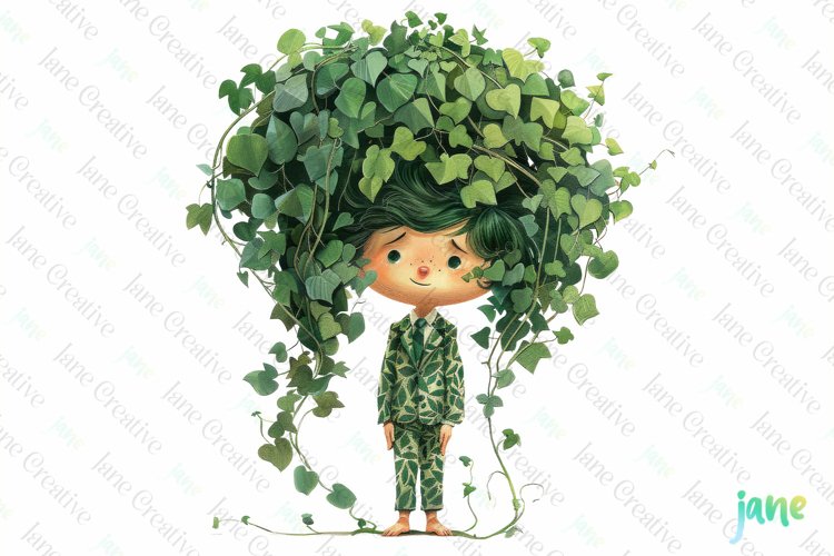 Whimsical Floral Child Clipart example image 1