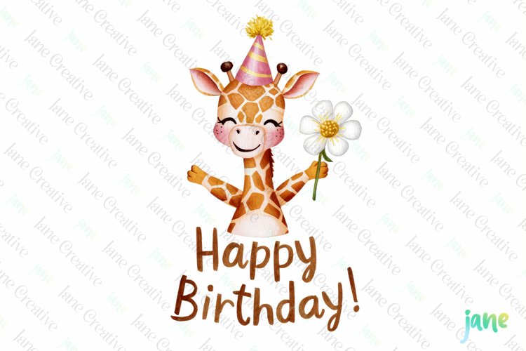Happy Birthday Animals Sublimation Clipart