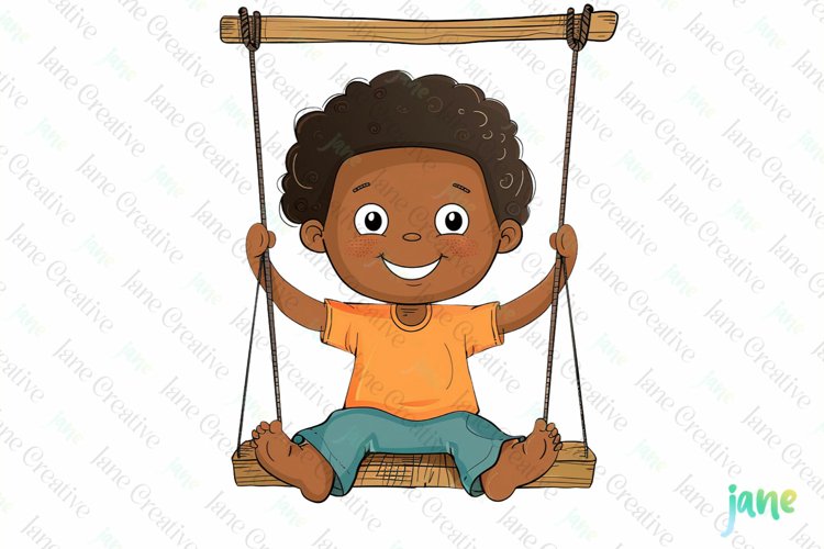 Hand Draw Children On Swing Sublimation example image 1