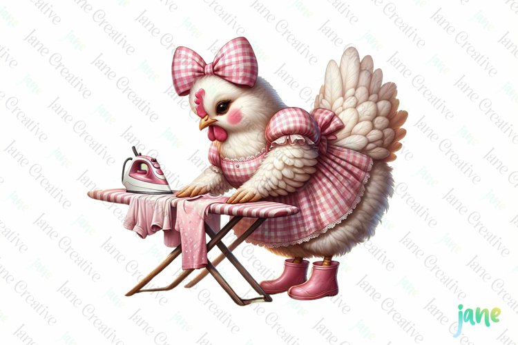 Pink Gingham Hen Mother’s Day Clipart