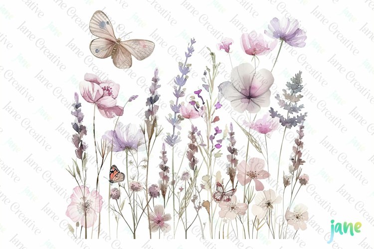 Pastel WildFlowers Clipart example image 1