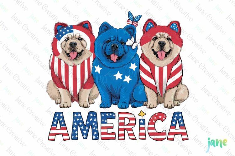 Patriotic Trio Dogs Sublimation Clipart