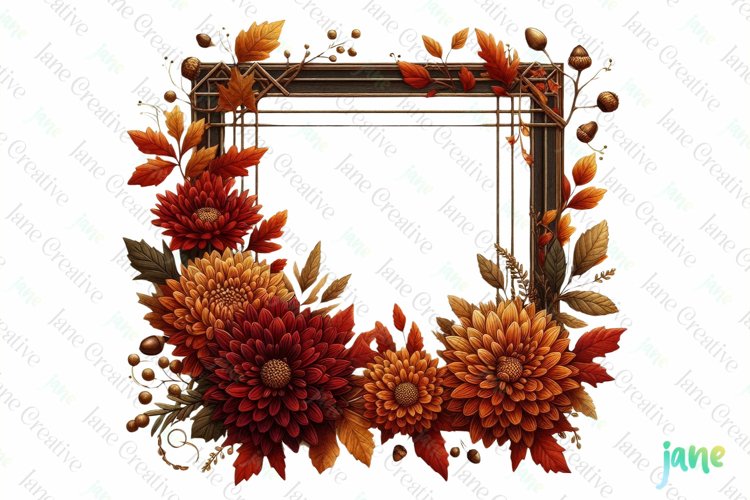 Floral Frame Sublimation Clipart example image 1