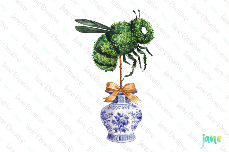 Easter Bee Chinoiserie Clipart