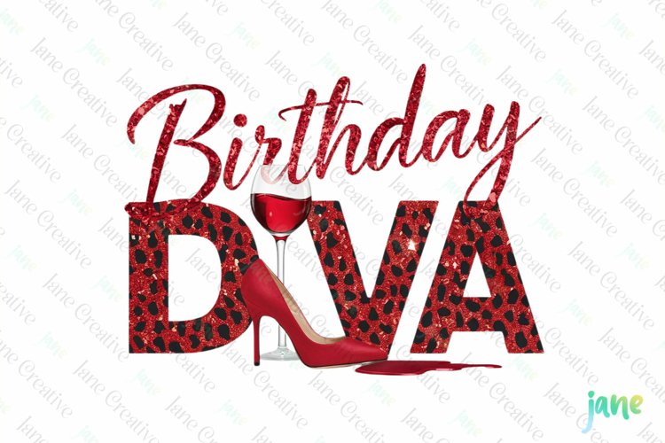 Birthday Diva Glitter Sublimation example image 1