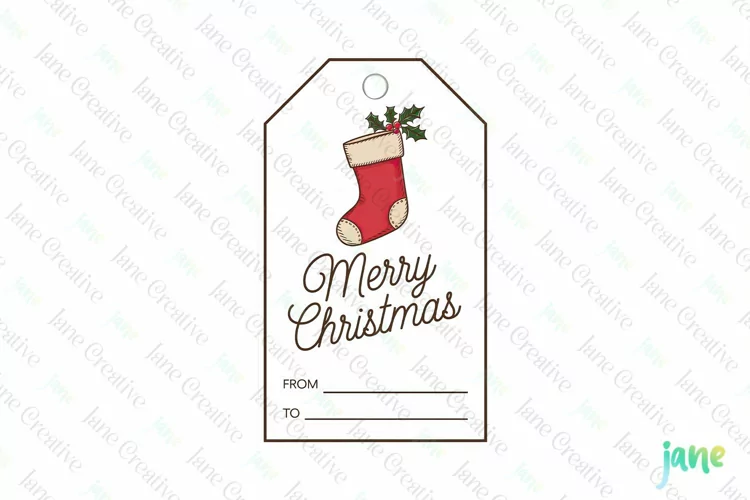 Christmas Gift Tag Sublimation Clipart
