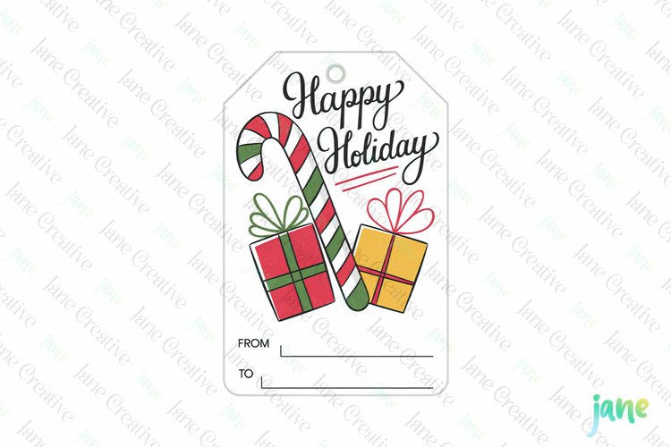 Christmas Gift Tag Sublimation Clipart