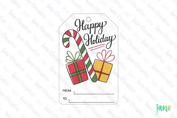 Christmas Gift Tag Sublimation Clipart