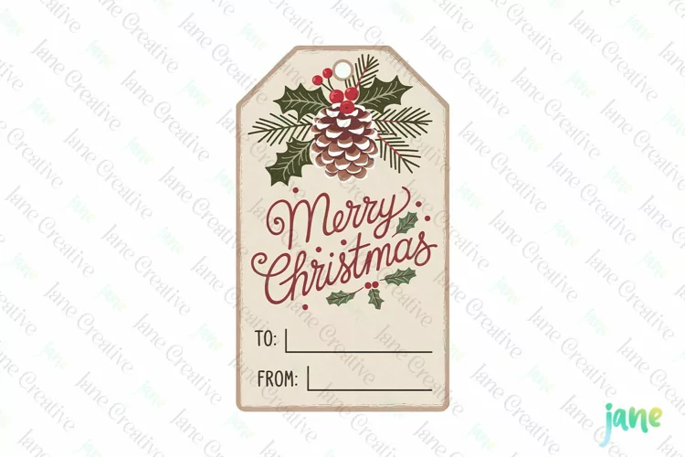 Christmas Gift Tag Sublimation Clipart