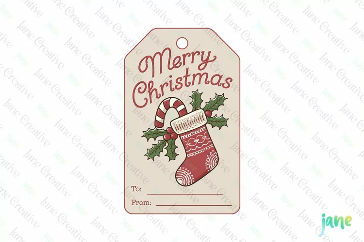 Christmas Gift Tag Sublimation Clipart
