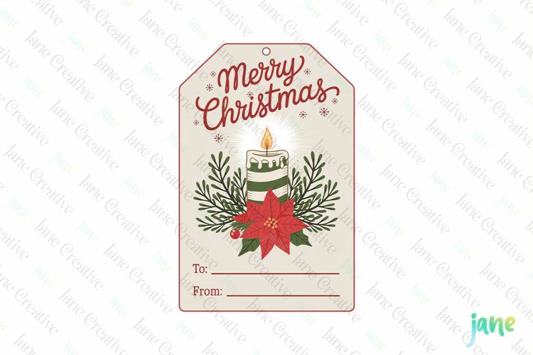 Christmas Gift Tag Sublimation Clipart