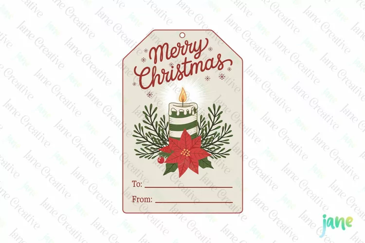 Christmas Gift Tag Sublimation Clipart