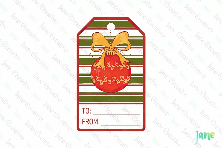 Christmas Gift Tag Sublimation Clipart