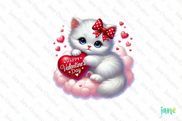 Cute Kitten Valentines Day PNG Clipart