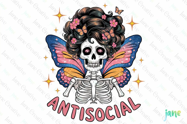 Antisocial Skeleton PNG Sublimation