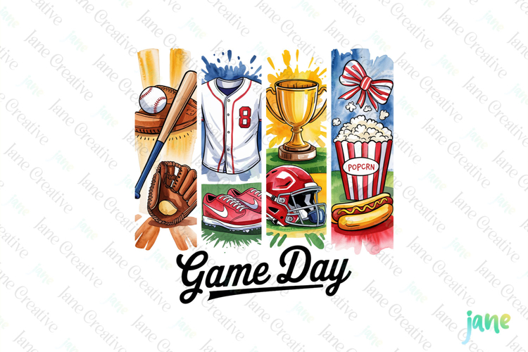 Game Day Baseball Brushstroke Sublimation Bundle