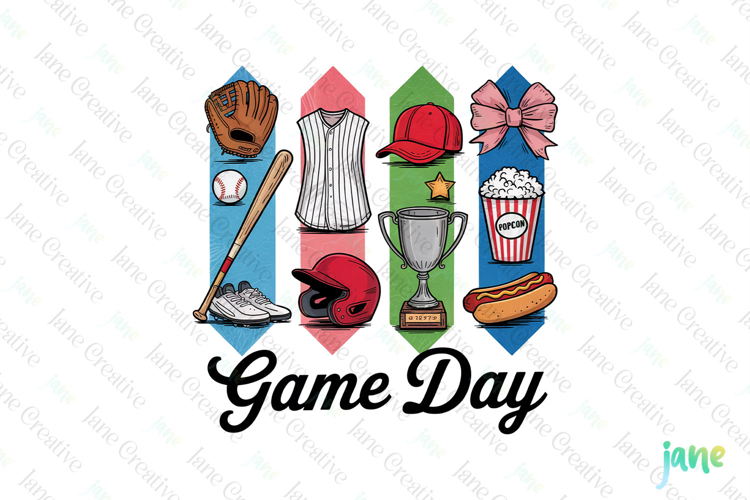 Game Day Baseball Brushstroke Sublimation Bundle