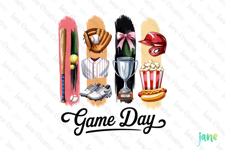 Game Day Baseball Brushstroke Sublimation Bundle