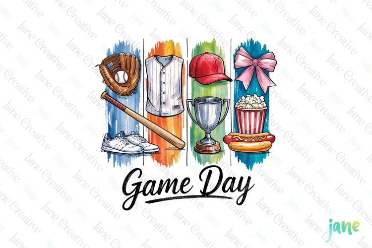 Game Day Baseball Brushstroke Sublimation Bundle