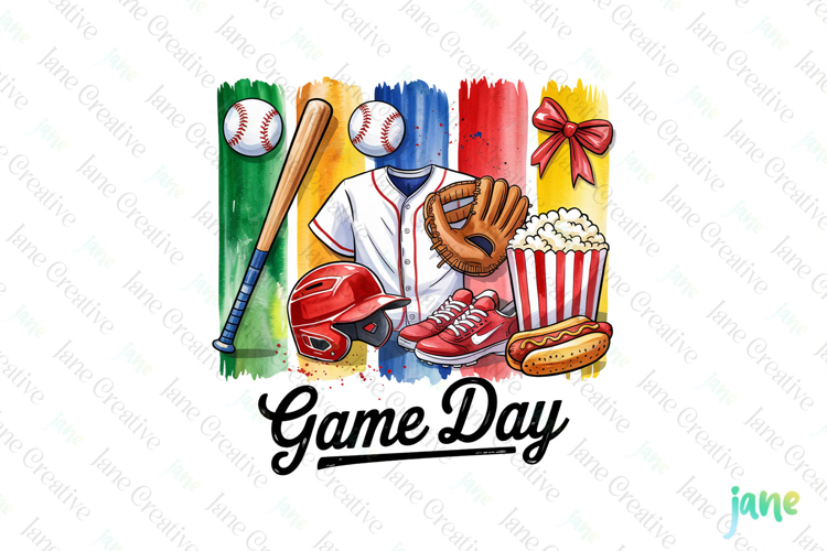 Game Day Baseball Brushstroke Sublimation Bundle