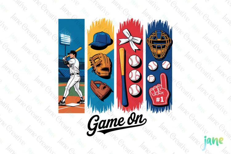 Game On Baseball Brushstroke Sublimation Bundle