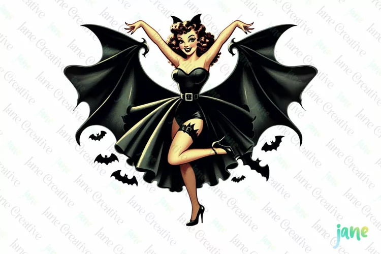 Halloween Vintage Pin-up Girl Clipart