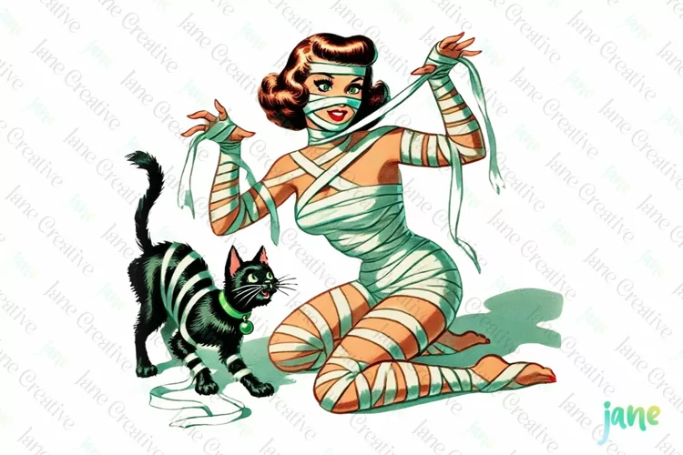 Halloween Vintage Pin-up Girl Clipart