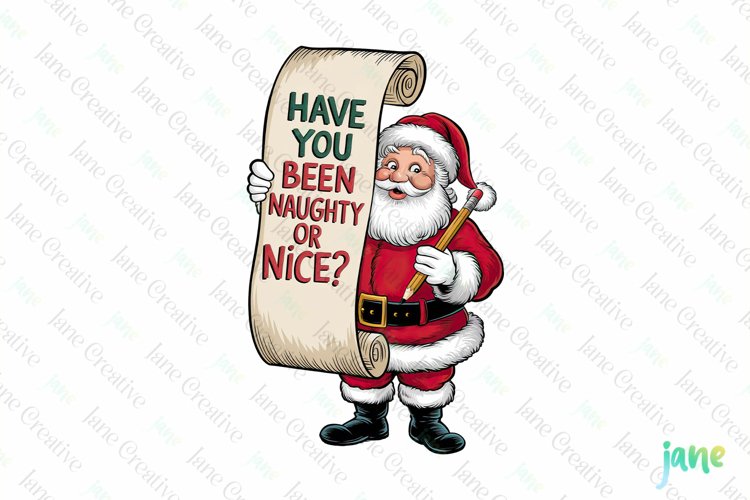 Naughty Santa Claus Christmas Sublimation Clipart