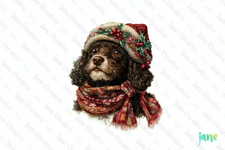 Barbet Dog Old Vintage Christmas Sublimation