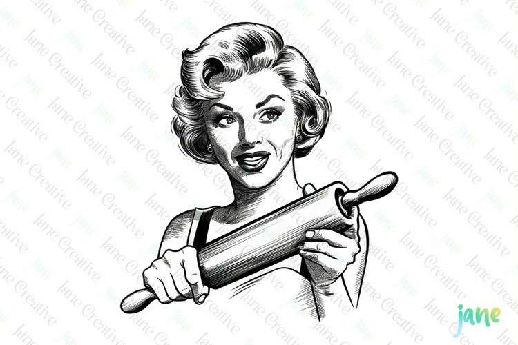 Retro Housewife Illustration Image 10