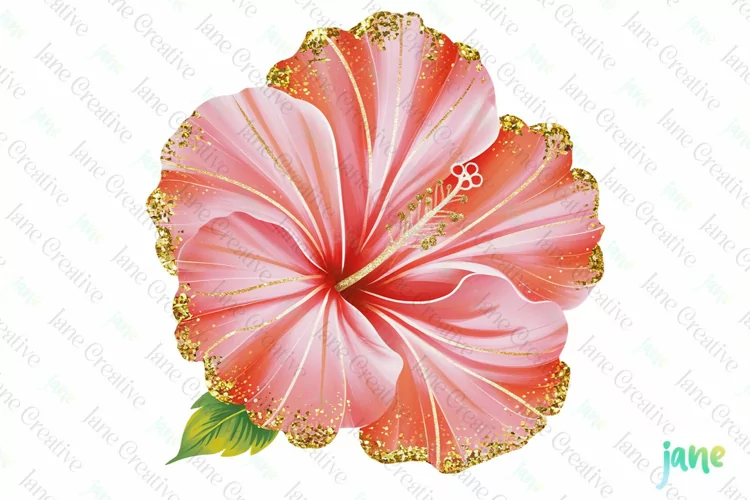 Tropical Clip Art Golden Glitter