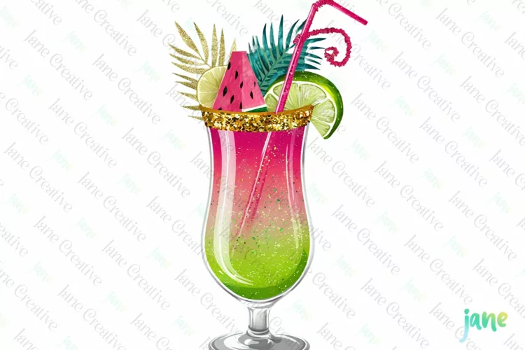 Tropical Clip Art Golden Glitter