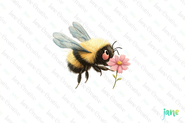 Vintage Bee Expressions PNG Clipart
