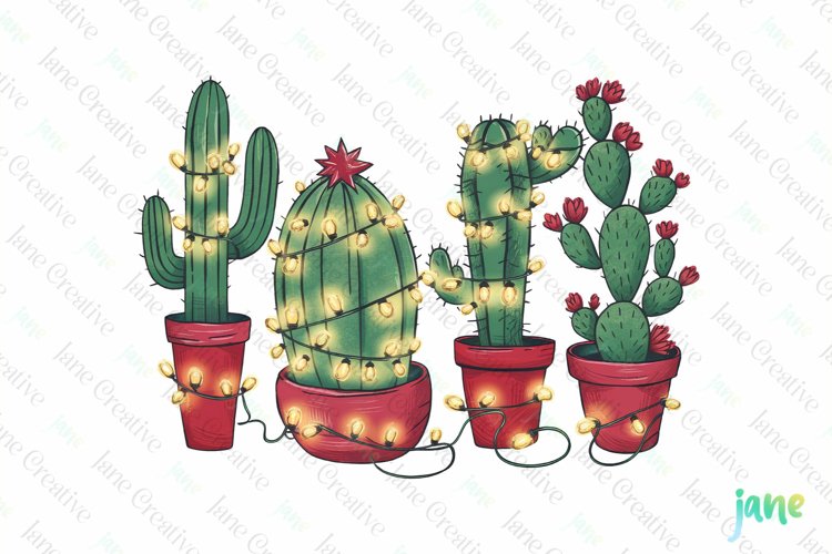 Vintage Christmas Cactus Clipart
