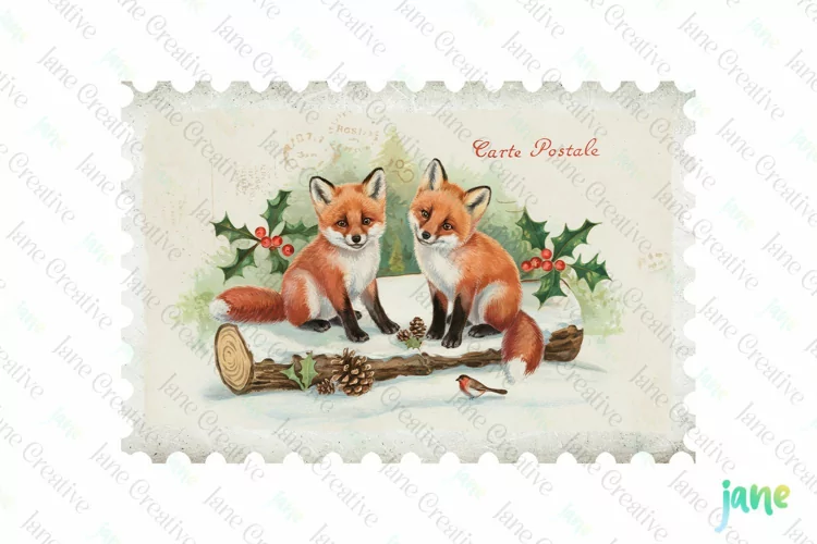 Vintage Christmas Postage Stamp