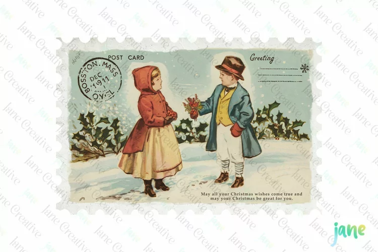 Vintage Christmas Postage Stamp